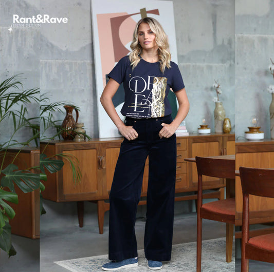 Rant & Rave - 'Rochelle’ Navy Wide Leg Cord