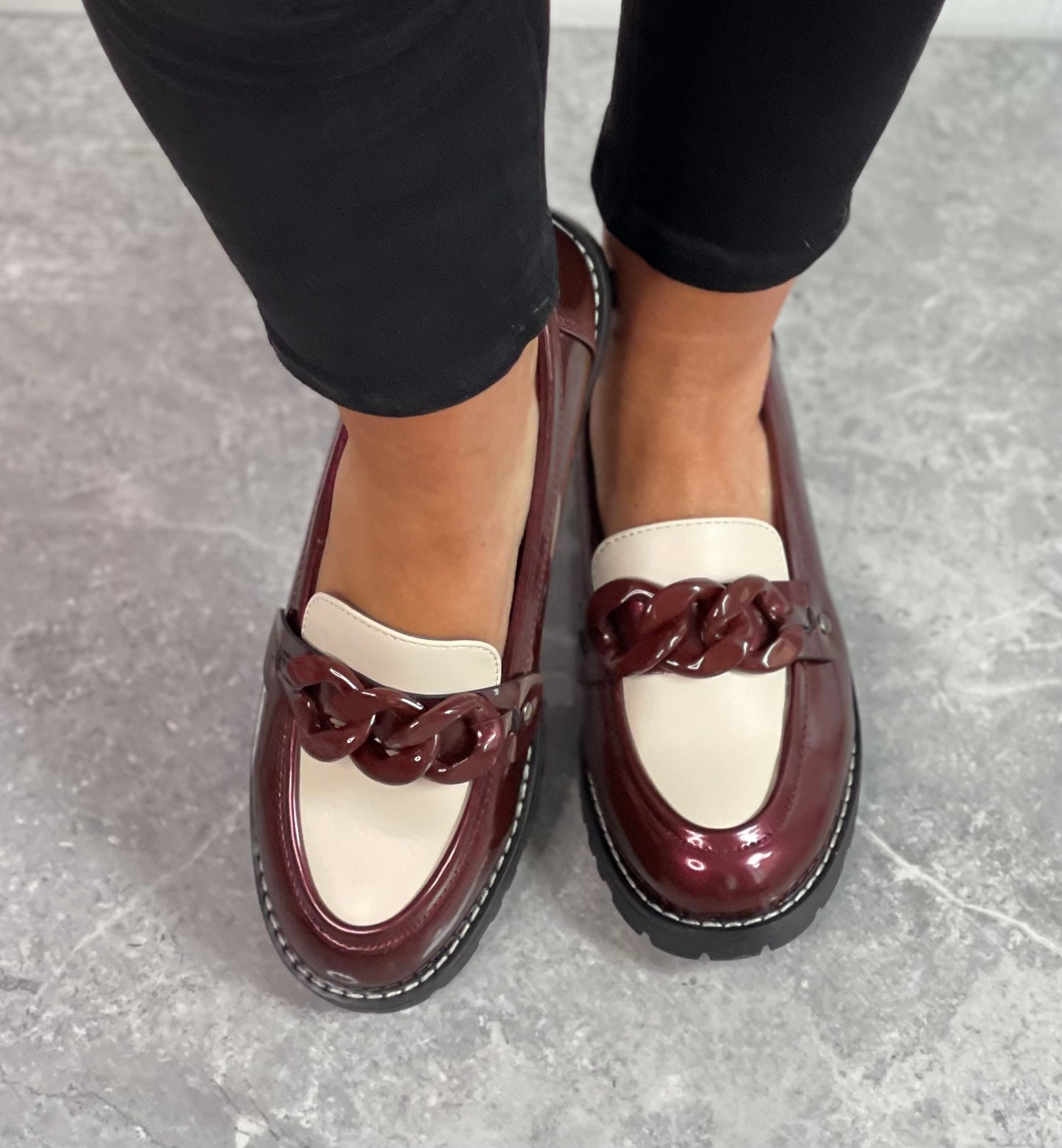 Redz - Wine/Beige Patent Loafer