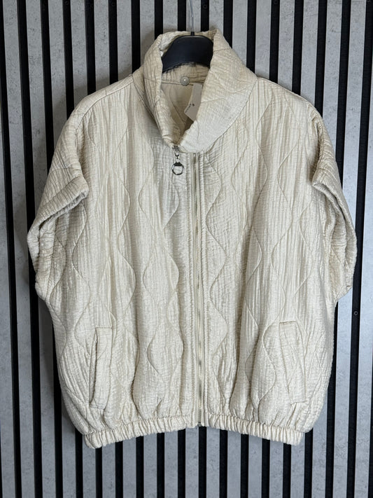Cream Quilted Funnel Neck Gilet.