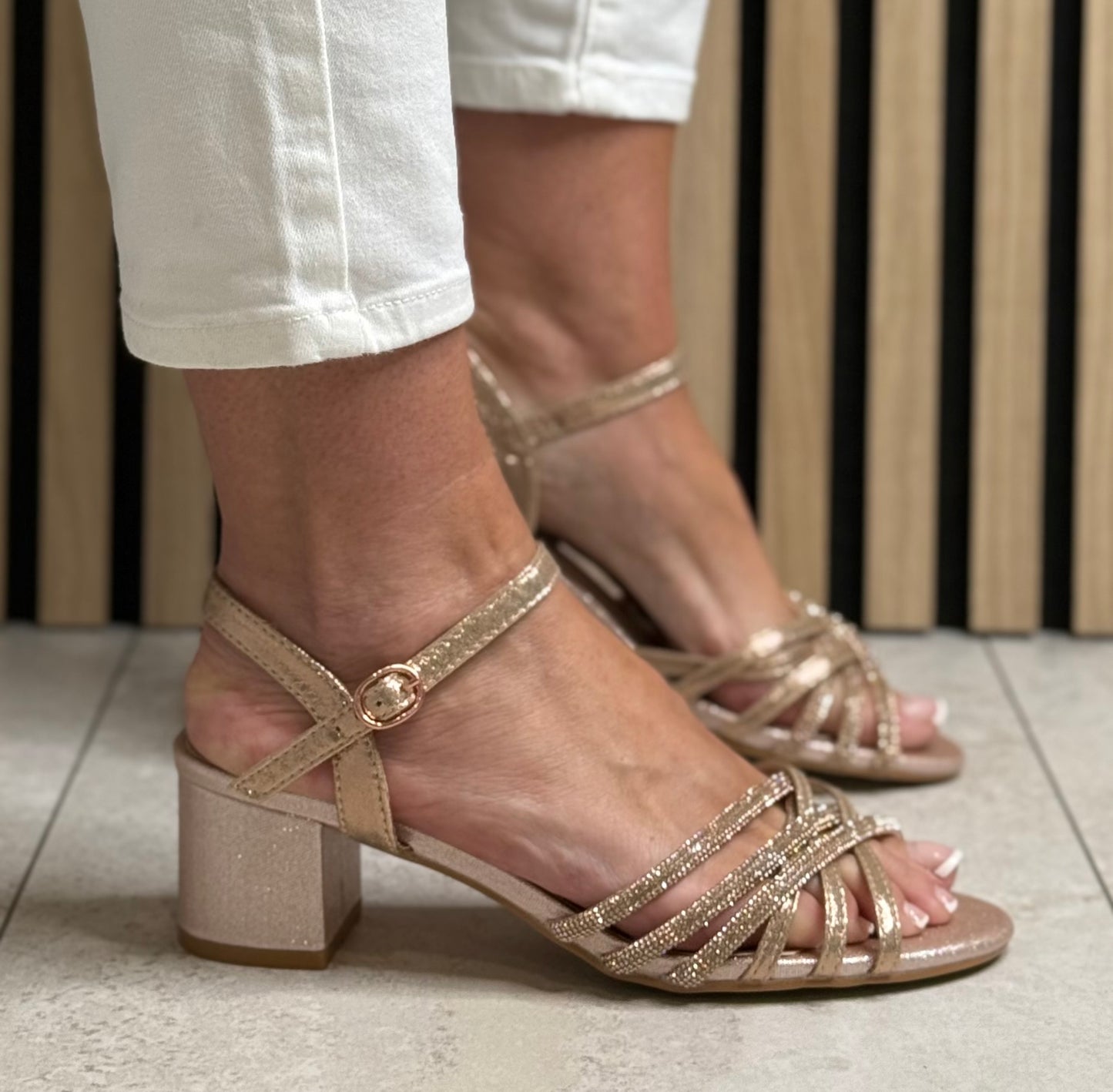 Lunar - 'Imani' Rose Gold Block Heel Sandal