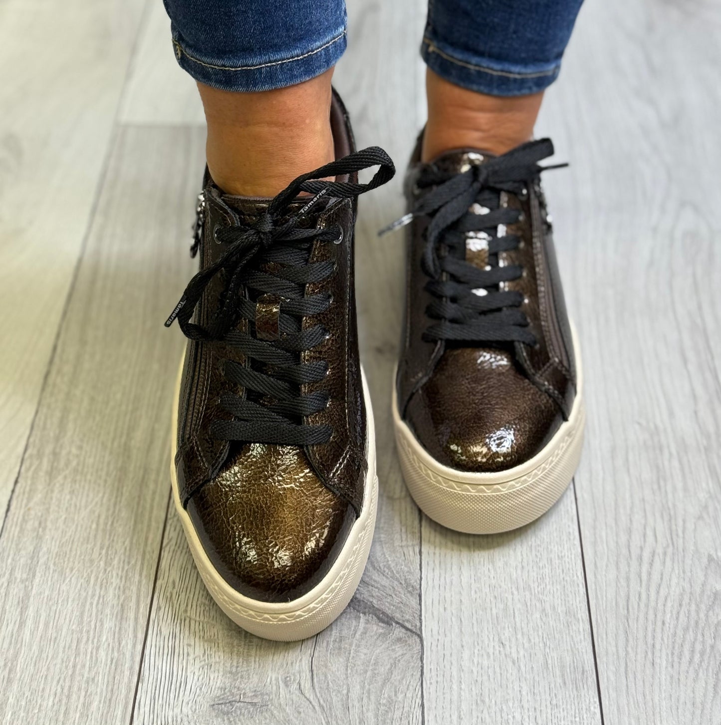 Tamaris - Bronze Patent Trainer