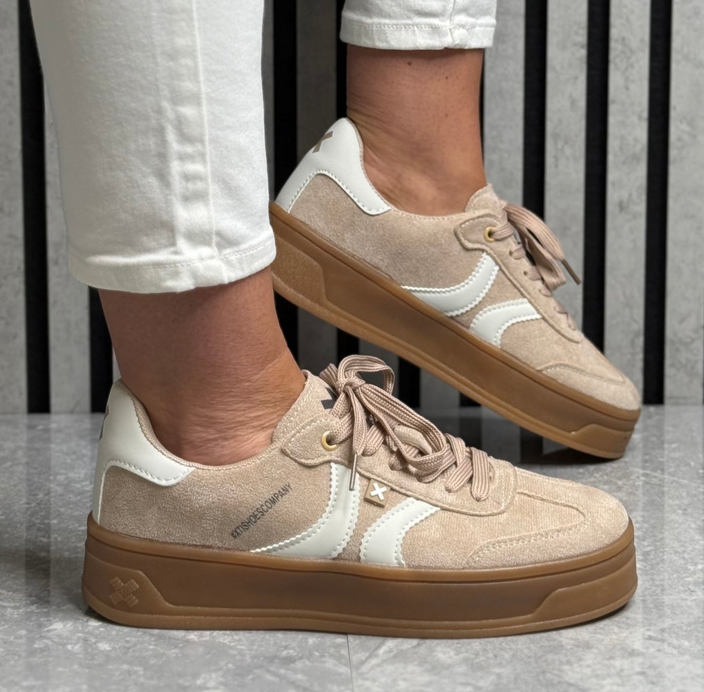 Xti - Beige Gum Sole Platform Trainer (143644)