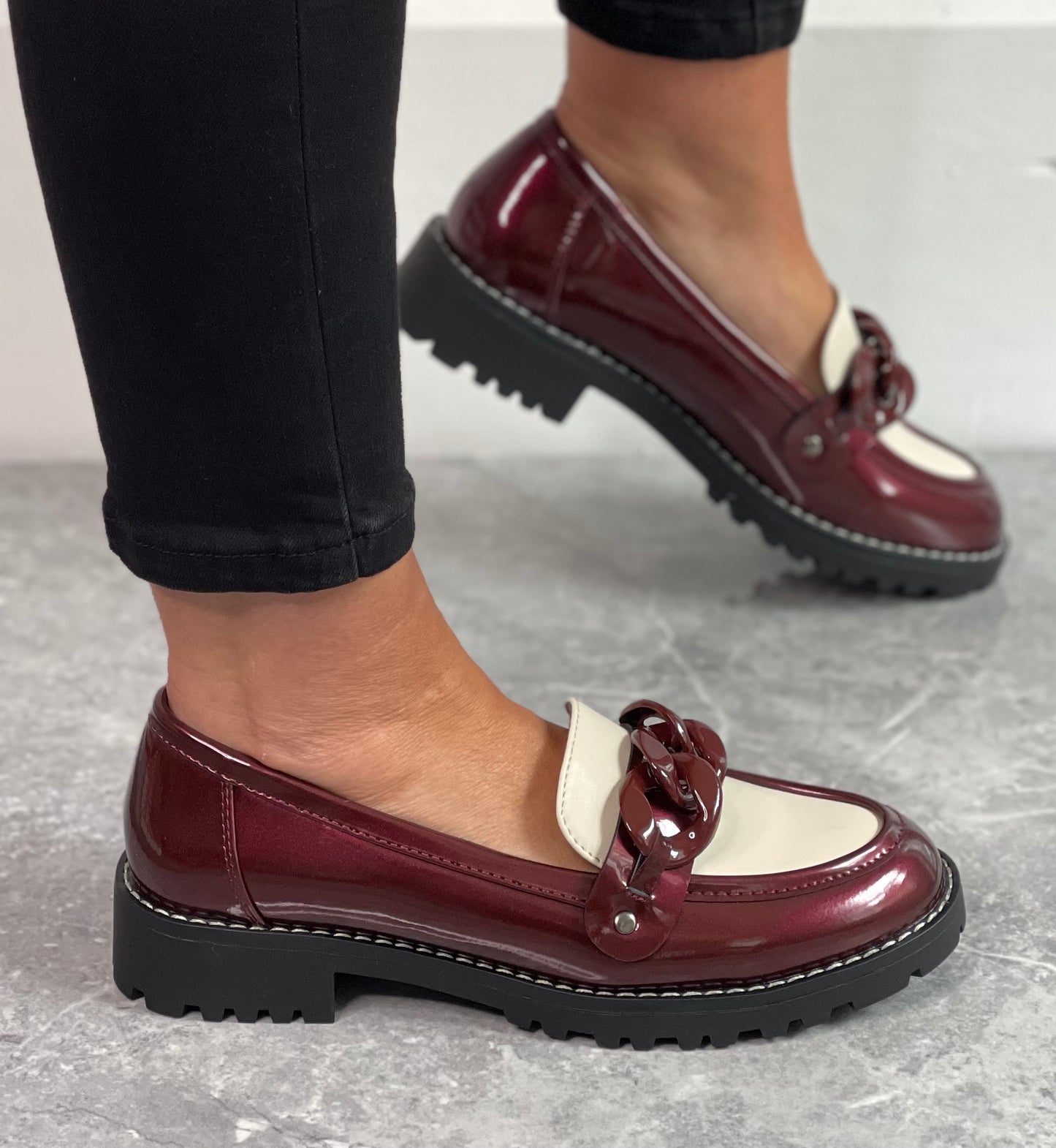 Redz - Wine/Beige Patent Loafer