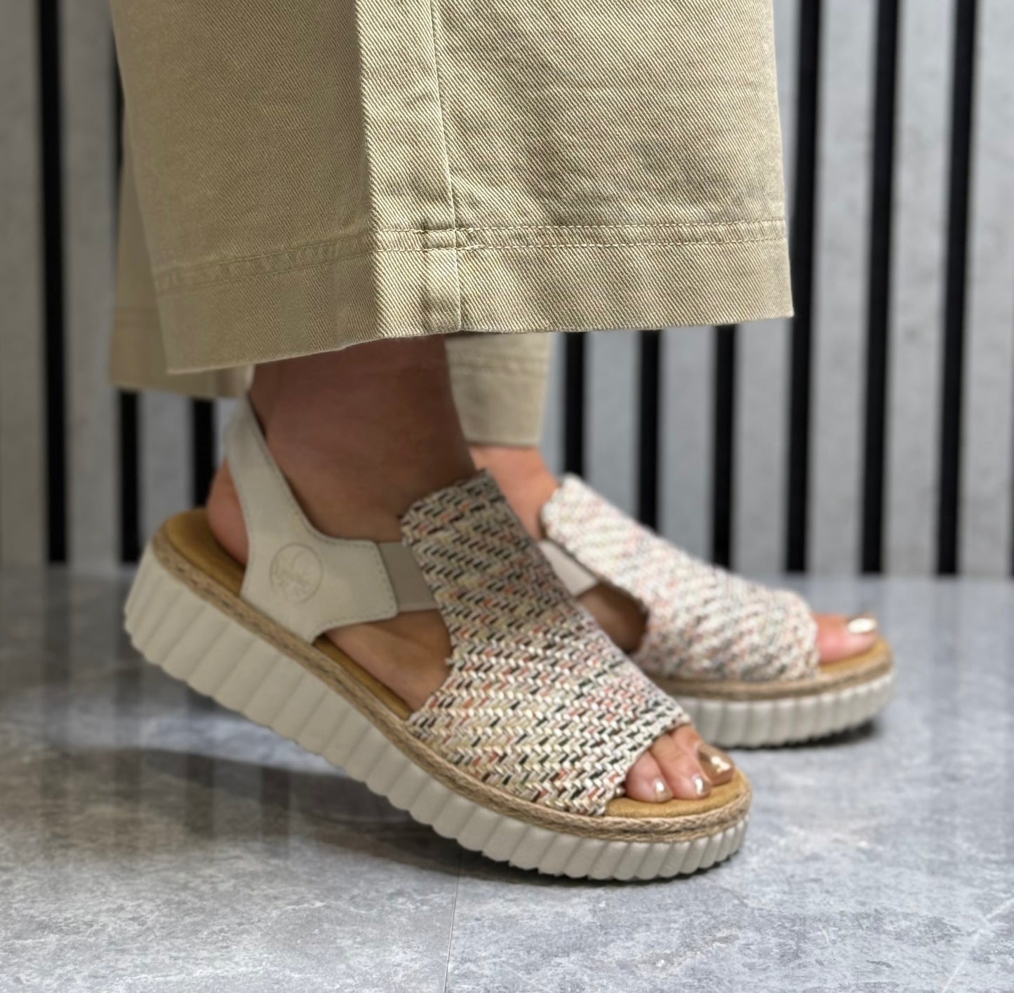 Rieker - Beige/Multi Woven Sandal