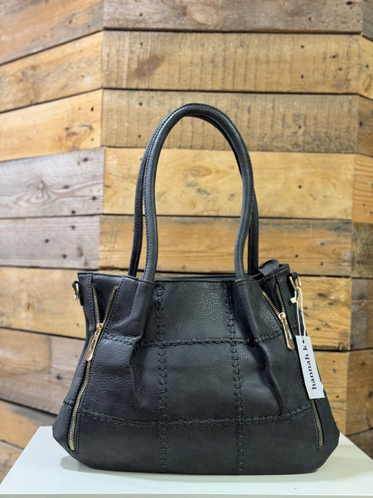 hannah k - 'Dina' Charcoal Zip Detail Handbag