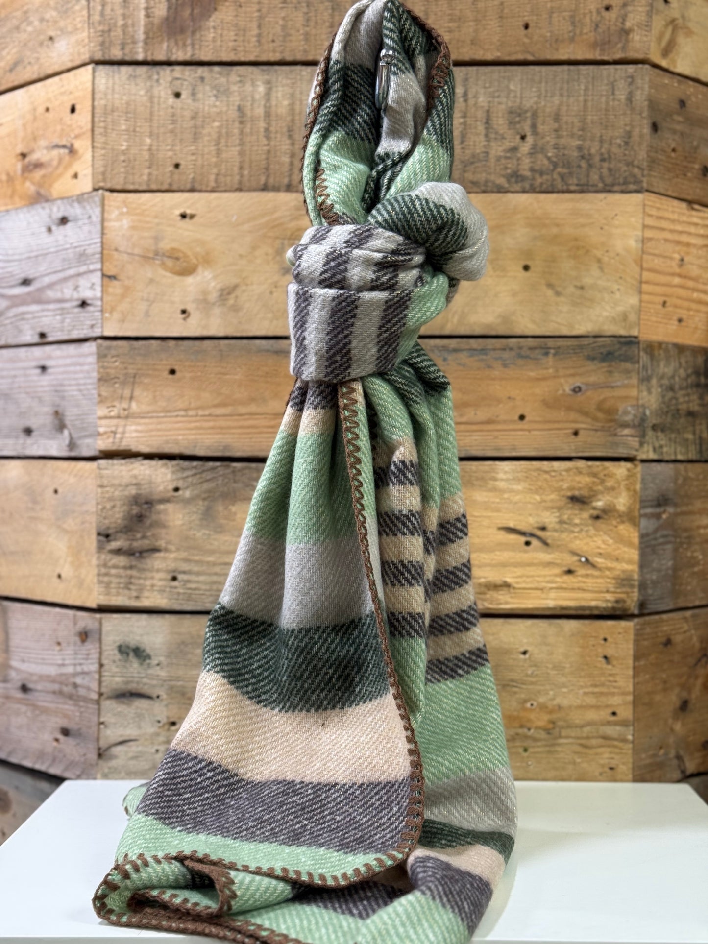 hannah k - Green Combo Stripe Scarf