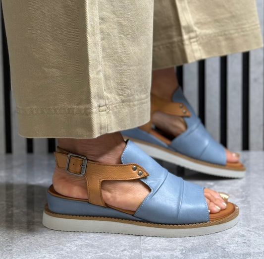 Modella - ‘Lyra' Sky Blue Leather Sandal