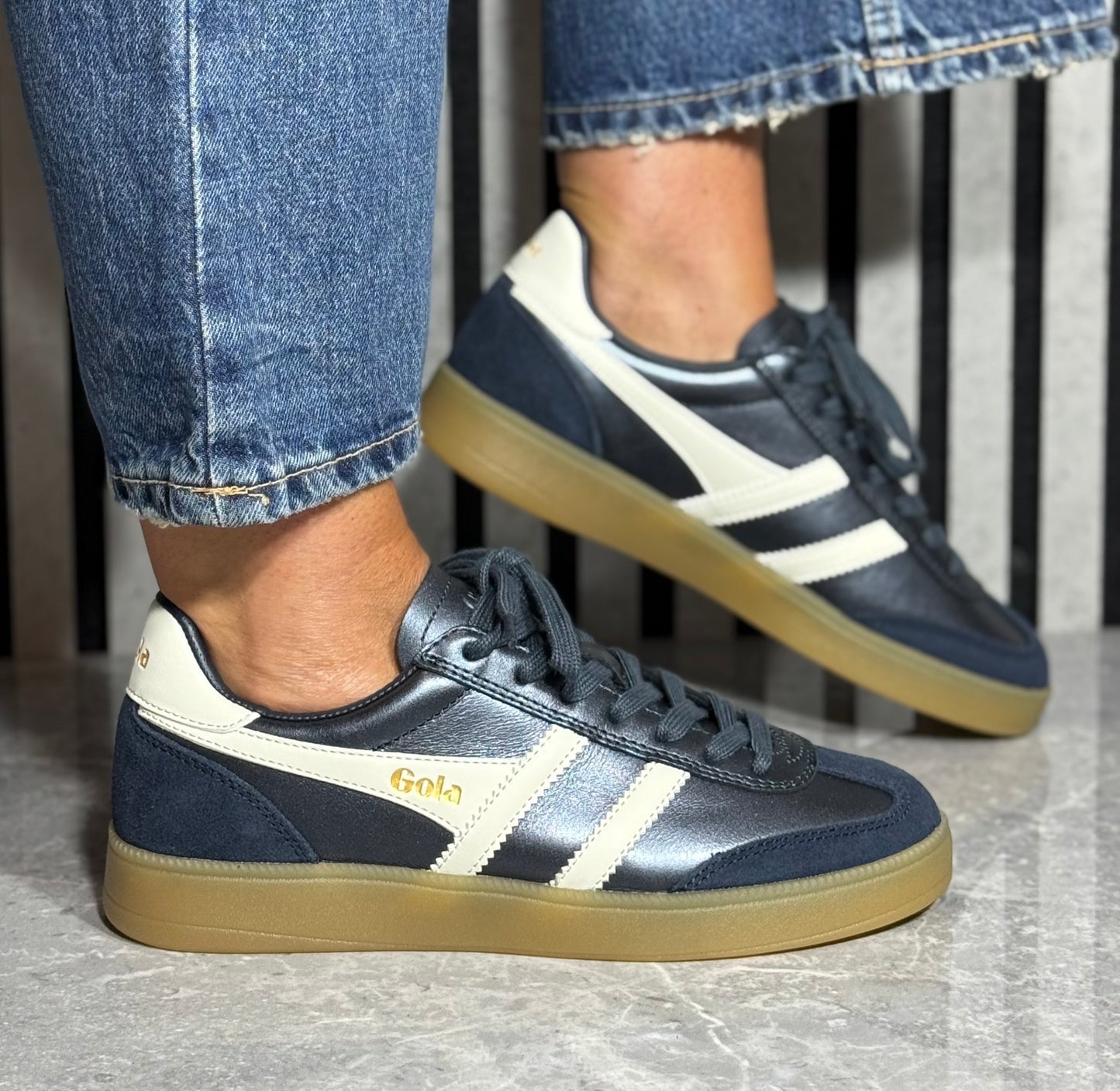 Gola - 'Viper Metallic' Navy/Off White/Gum Sole Trainer
