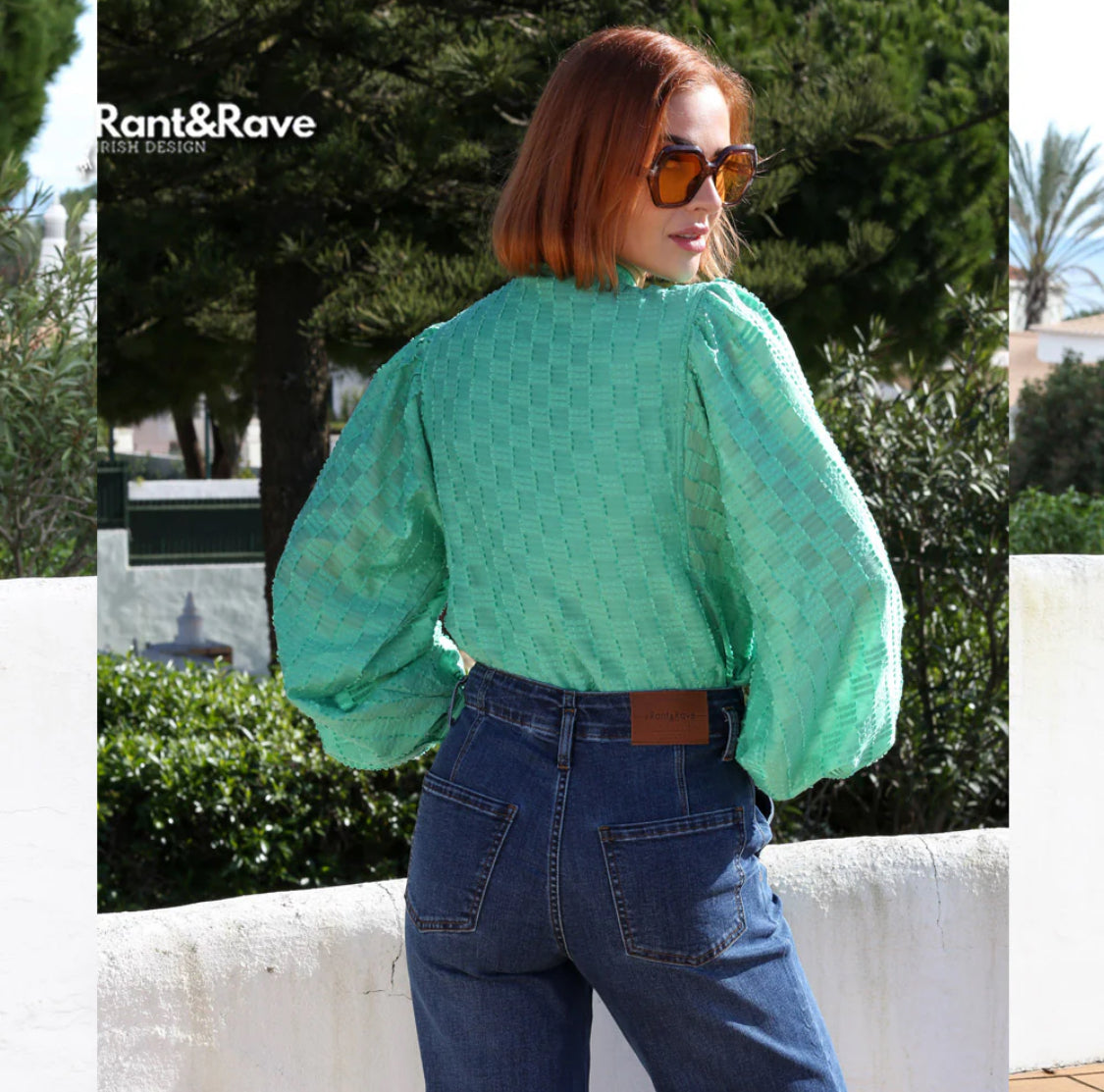 Rant & Rave - 'Doreen’ Mid Blue Wide Leg Jean