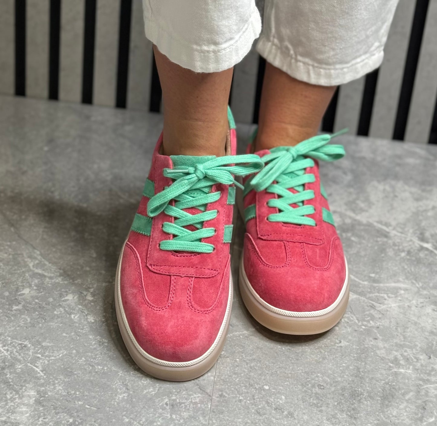 Drilleys- 'Seventy Five’ Mint Berry Leather Trainer
