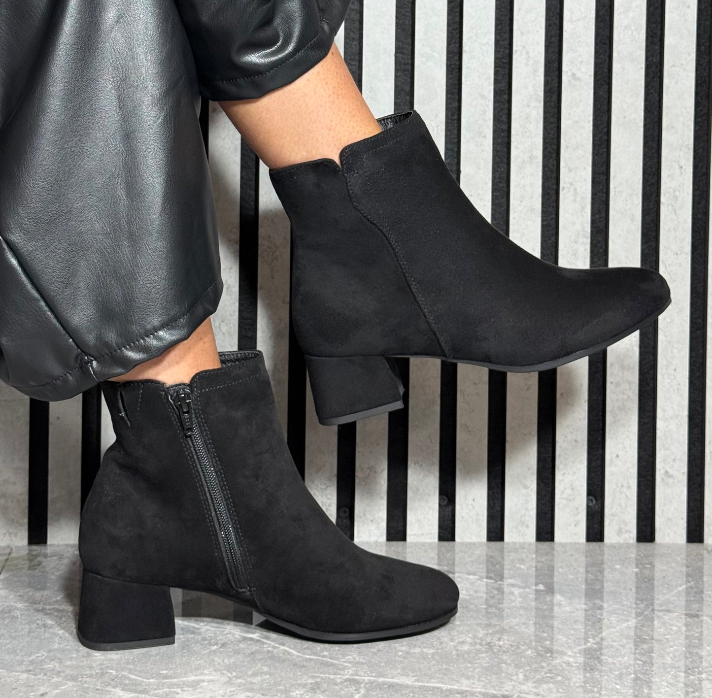 Jana -  Black Block Heel Ankle Boot