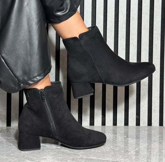 Jana -  Black Block Heel Ankle Boot