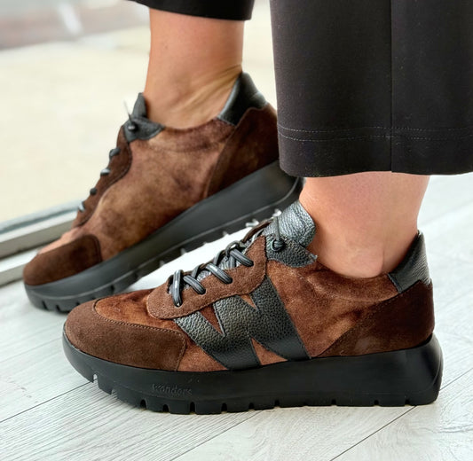 Wonders - A-24111 Brown Combo Suede Trainer (Testa/Marron)