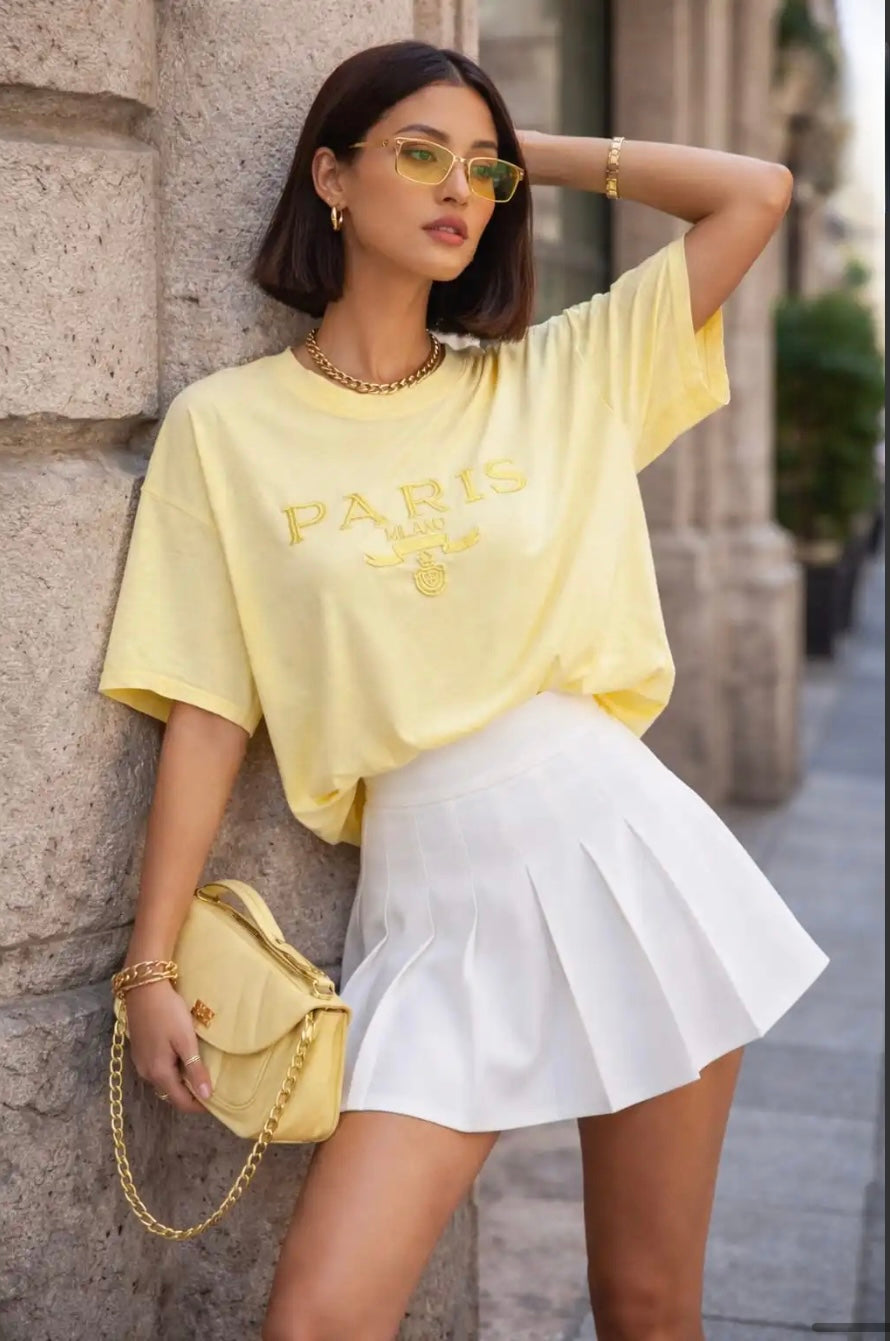 Lemon Oversized Embroidered Tee