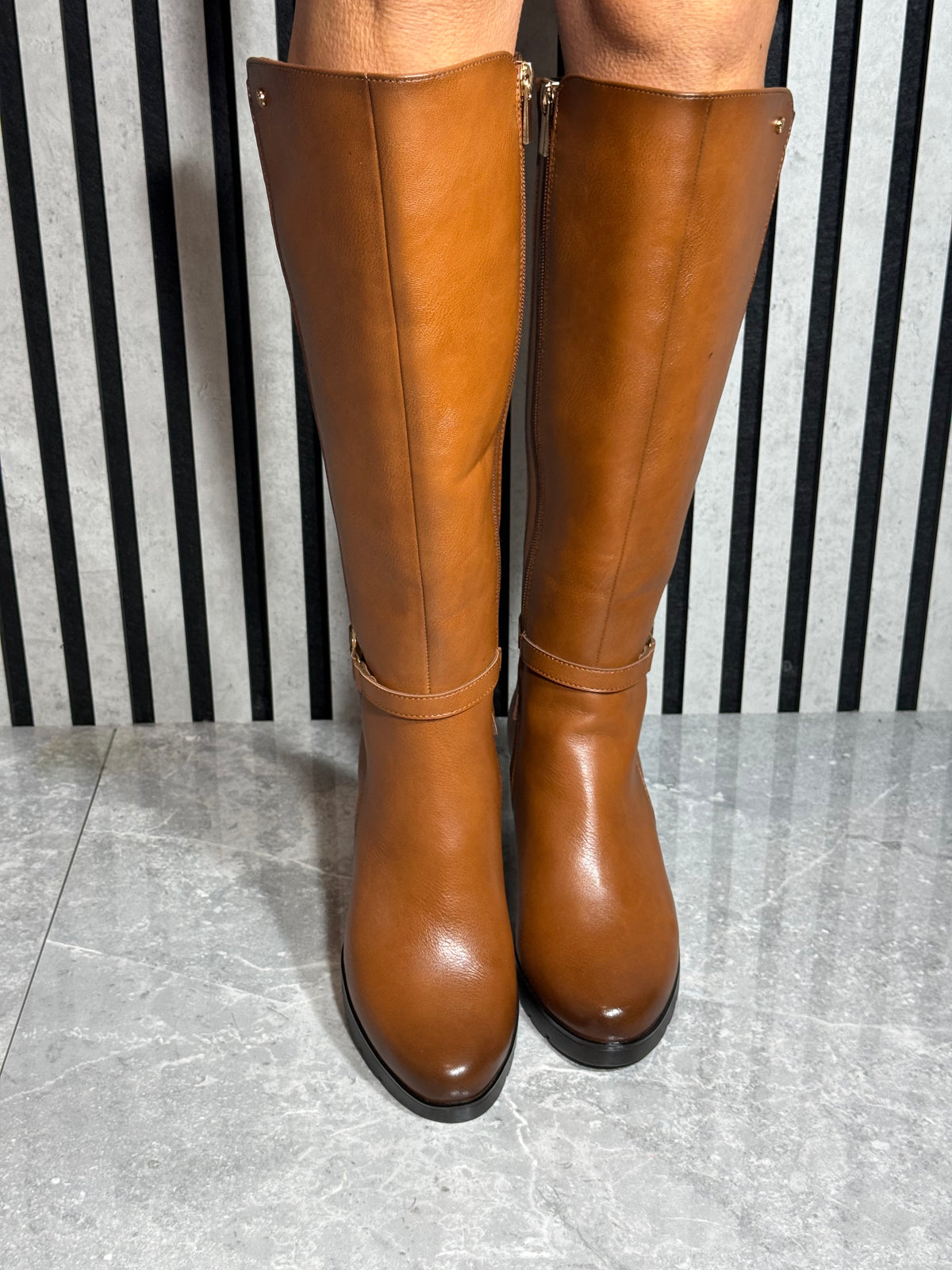 Patrizio Como - 'Pombia' Caramel Combo Long Leather Boot