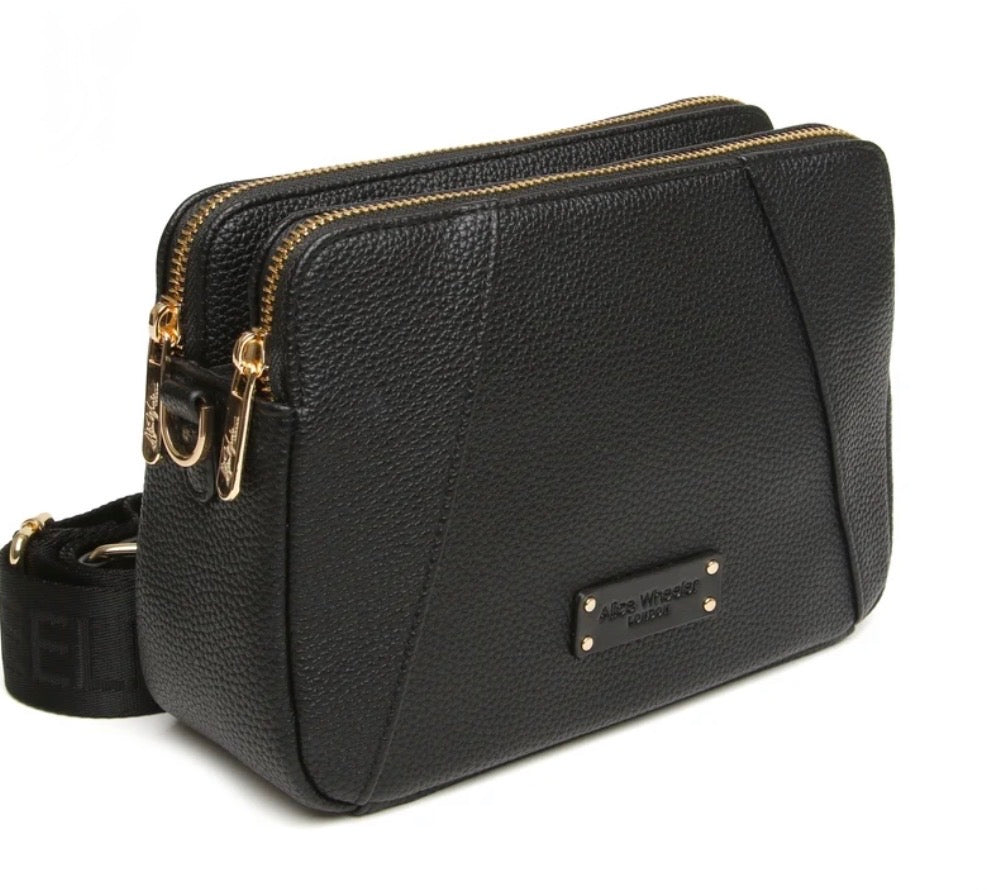 Alice Wheeler - Kensington Black Double Zip Crossbody