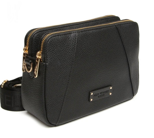 Alice Wheeler - Kensington Black Double Zip Crossbody