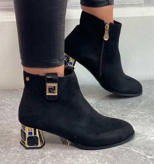 Zanni & Co - 'Khan One' Black Embellished Heel Boot