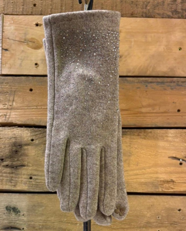 hannah k - Taupe Diamonte Glove