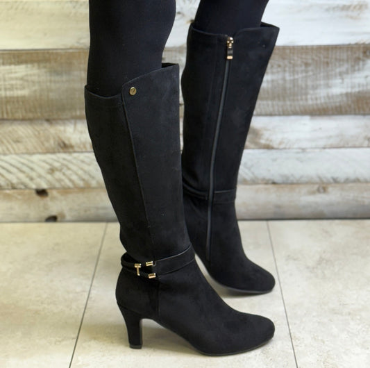 Redz - Black Faux Suede Long Boot