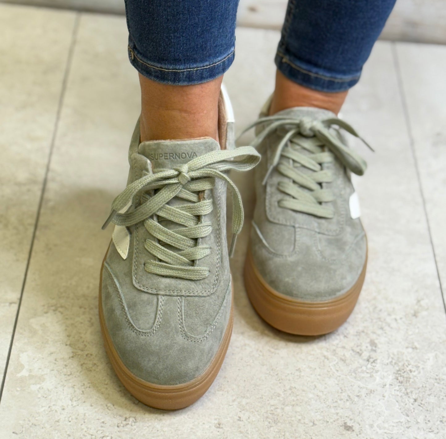 Drilleys- 'Ninety' Calming Green Trainer