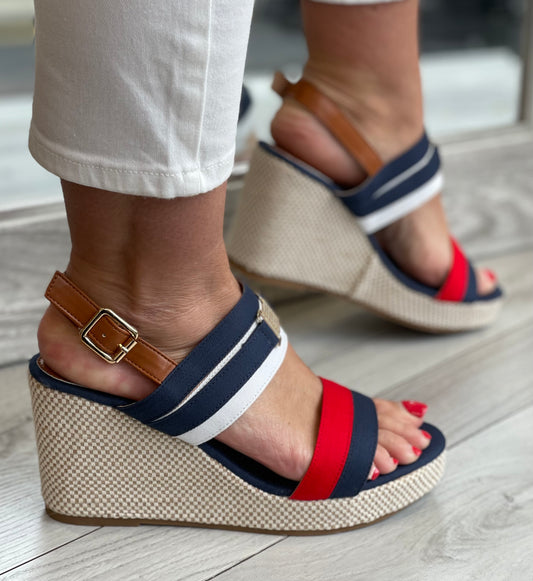 Redz - Navy/Red Wedge Sandal