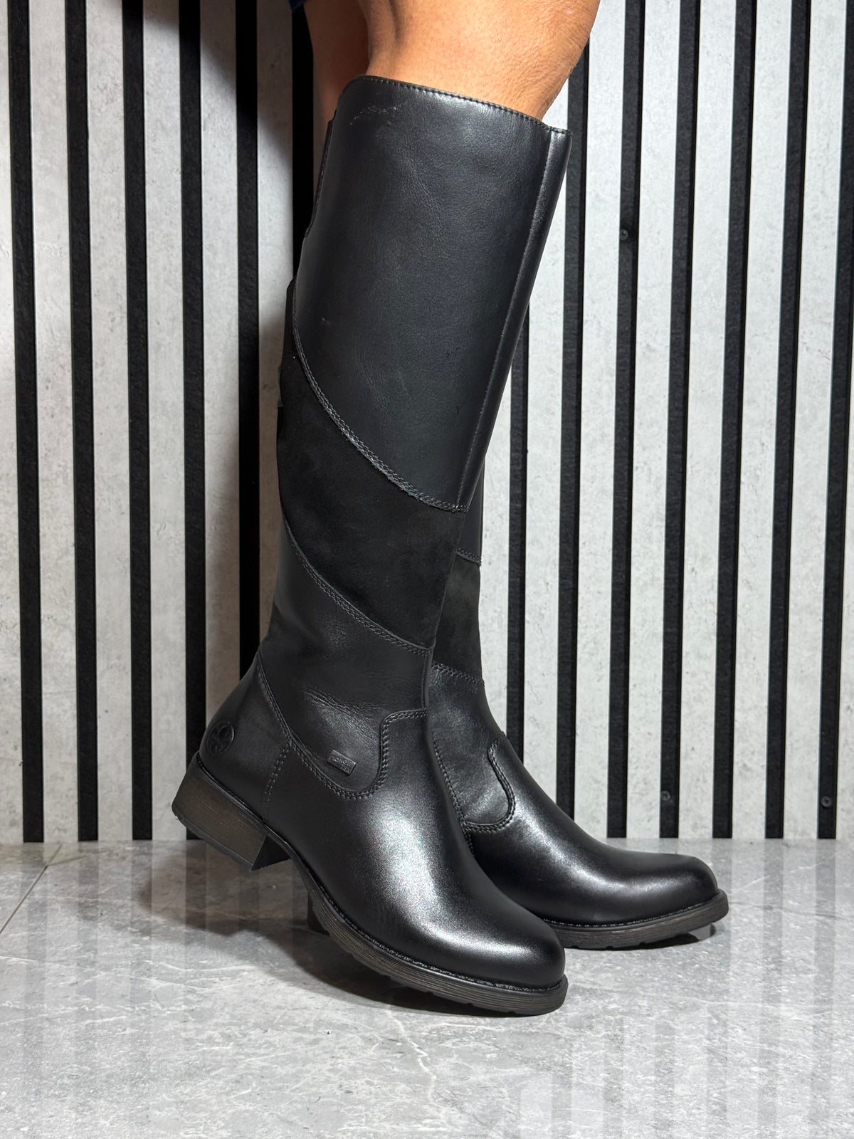 Rieker - Black 'Tex' Long Leather Boot