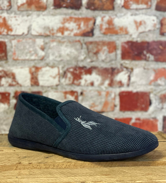 Lotus - 'Davida' Navy Mens Slipper