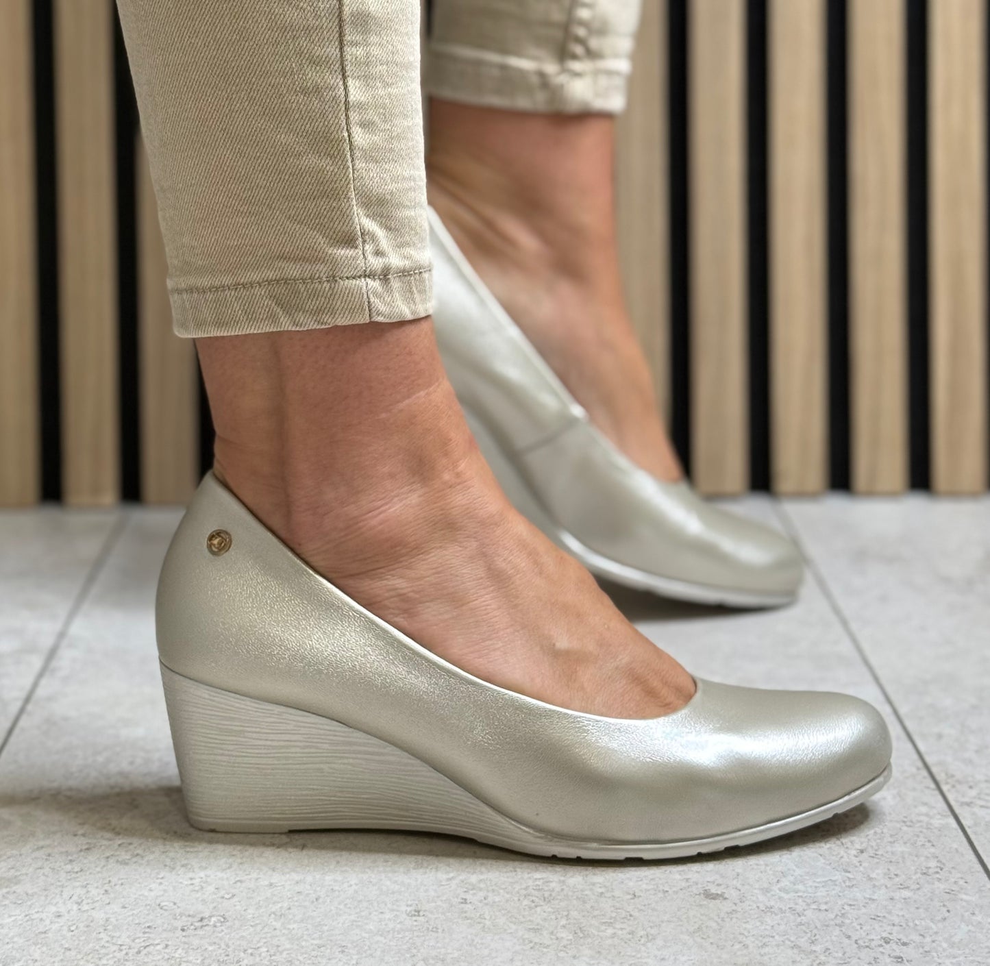 Zanni & Co - 'Ruwais One' Gold Gleam Wedge Shoe