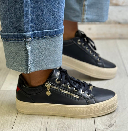 S Oliver - Dark Navy Side Zip Trainer