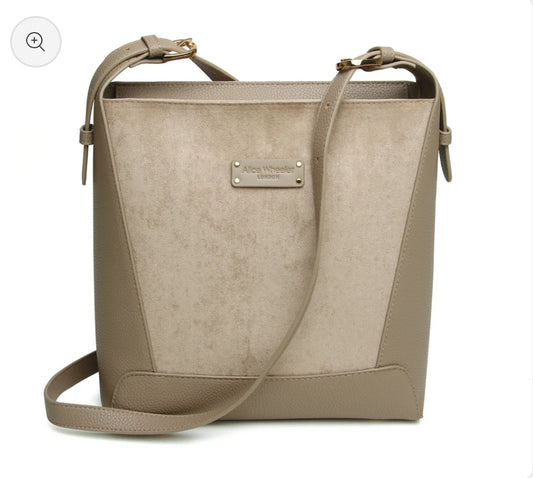 Alice Wheeler - Mink Faux Suede Kensington Crossbody Bag