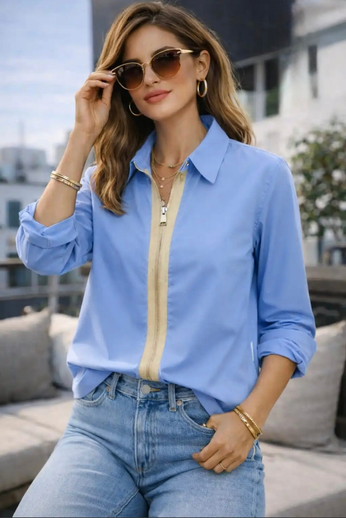 Denim Blue Zip Shirt