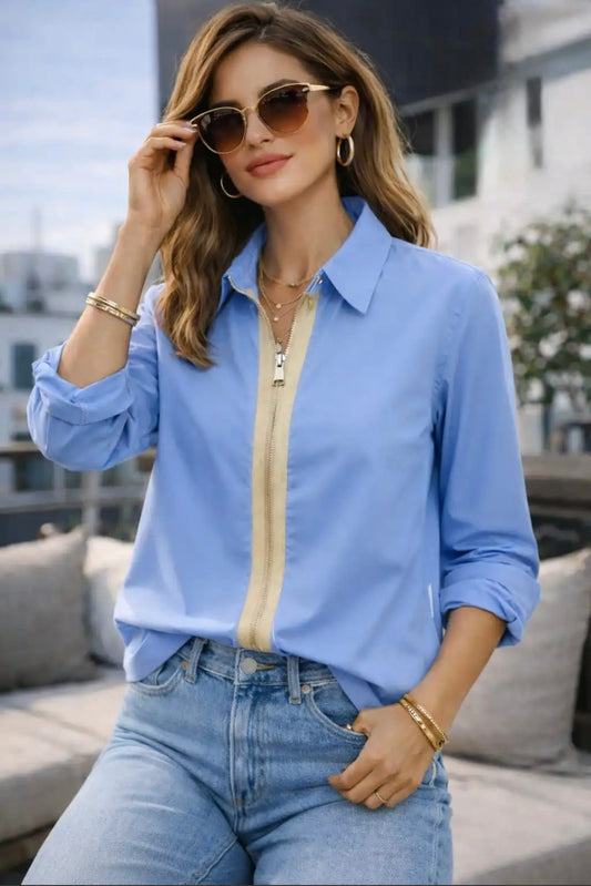 Denim Blue Zip Shirt