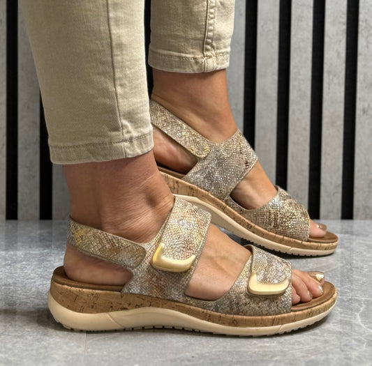 Lunar - 'Beatrice' Gold Velcro Sandal