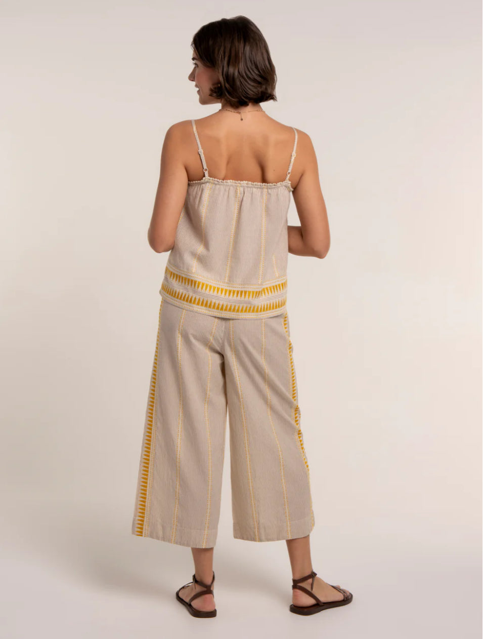 Brakeburn -  ‘Fernanda’ Crop Leg Wide Leg Beach Pant.