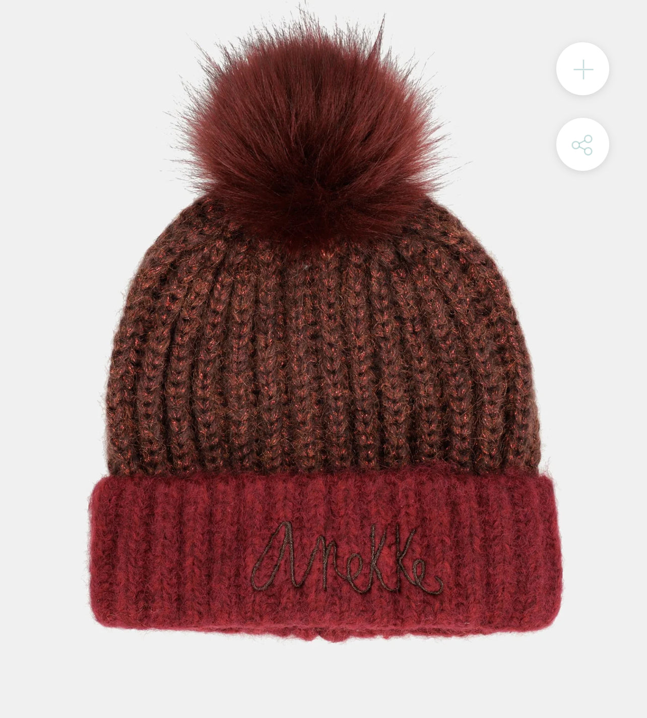 anekke - Burgundy Knitted Beanie with Pom Pom