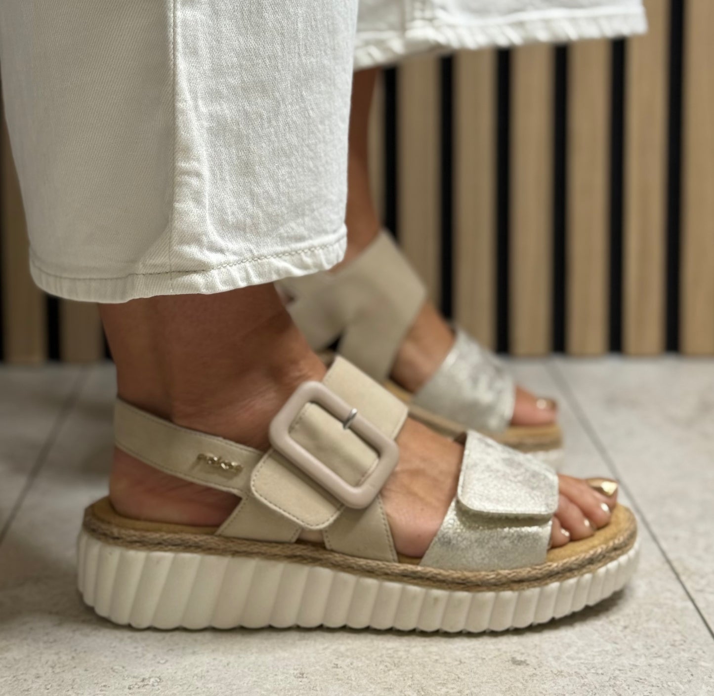 Rieker - Beige/Gold Detail Sandal