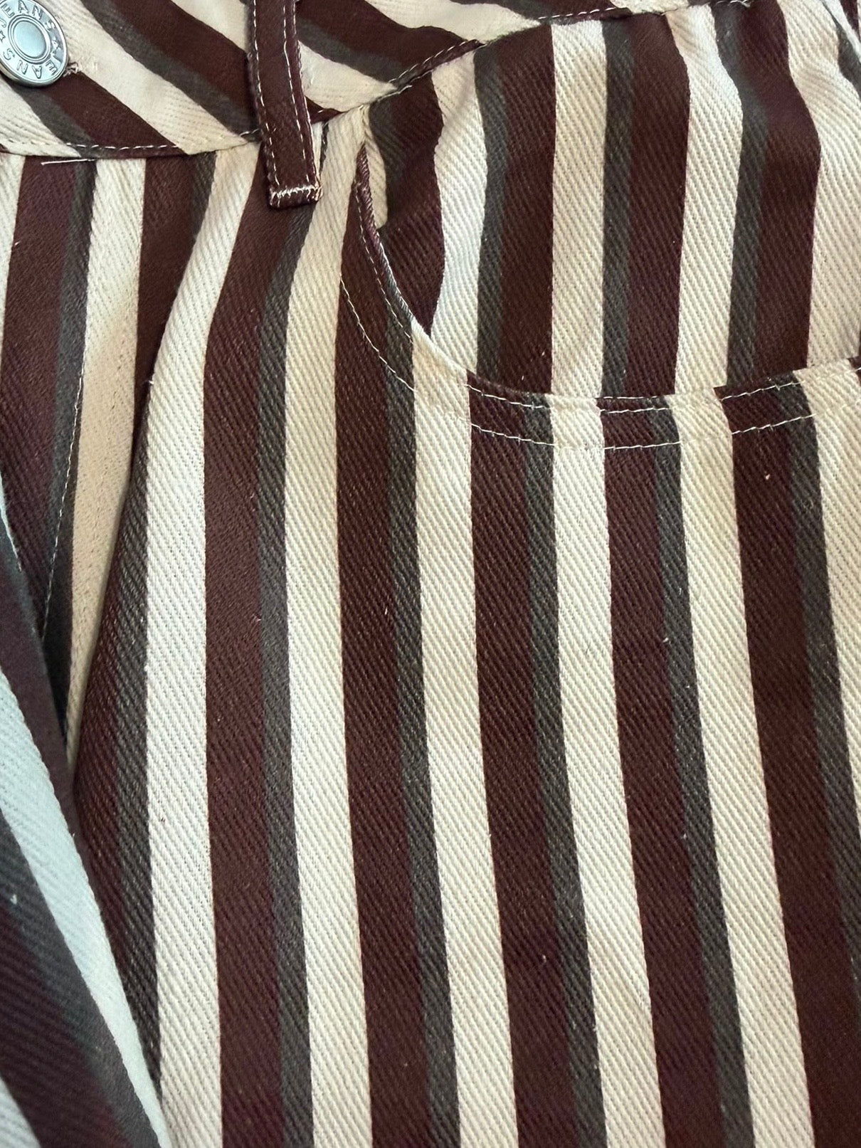 Brown/Cream Stripe Wide Leg Jean