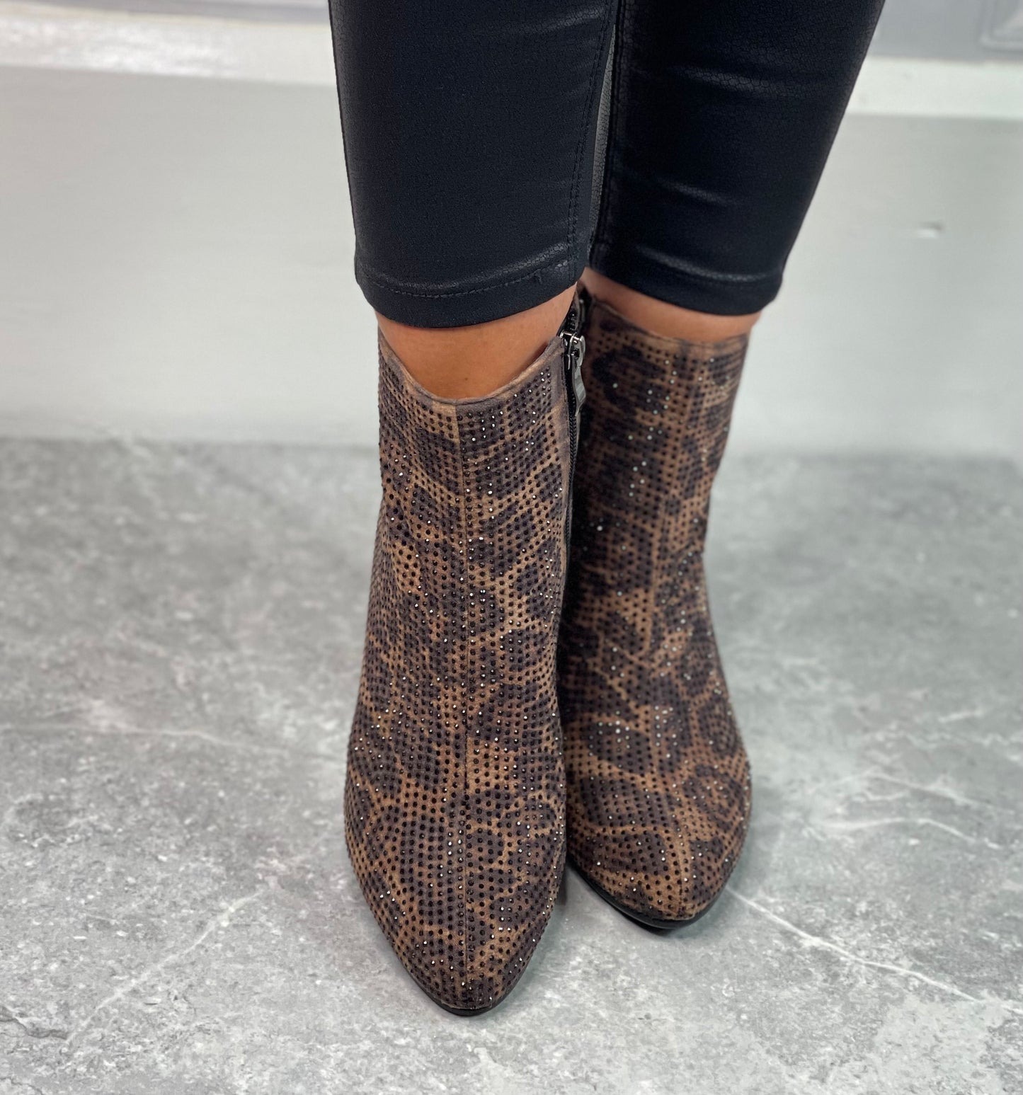 Redz - Leopard Print Embellished Boot