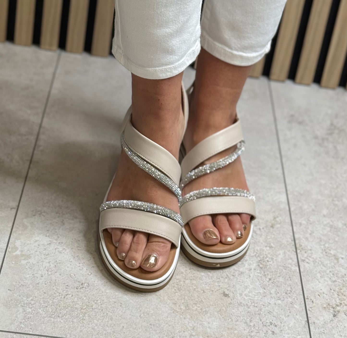 Redz - Beige Combo Wedge Sandal