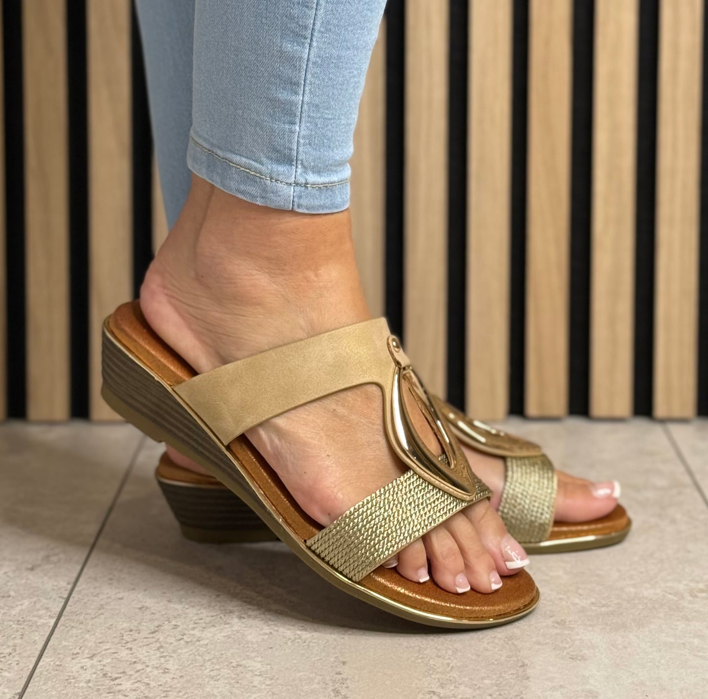Lunar - 'Porto' Beige Wedge Sandal