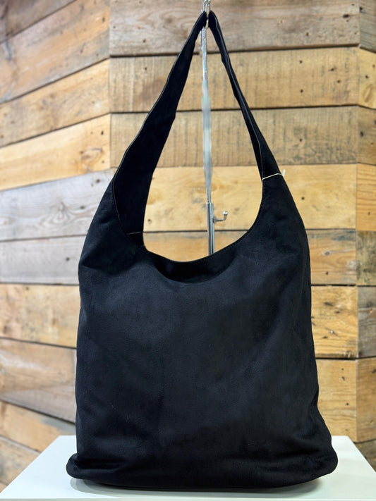 hannah k - 'Emma' Black Faux Suede Shoulder Bag