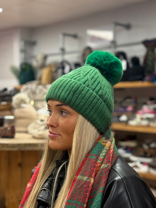 hannah k - Green Teddy Pom Pom Hat