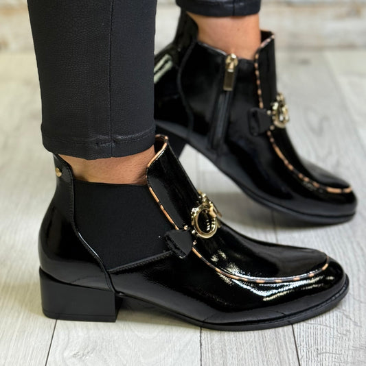Patrizio Como - 'Lendorf' Nero Patent Ankle Boot