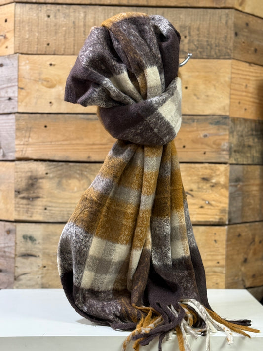 hannah k - Brown/Mustard Mix Scarf