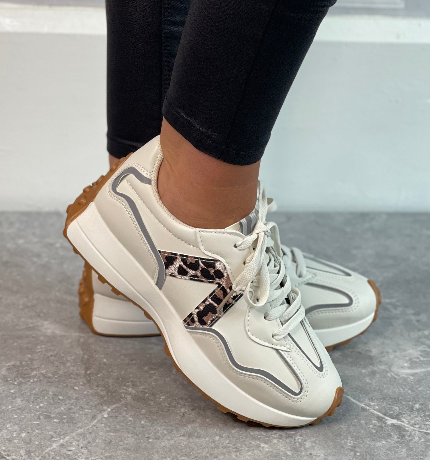 Hannah k - Cream Leopard Detail Trainer