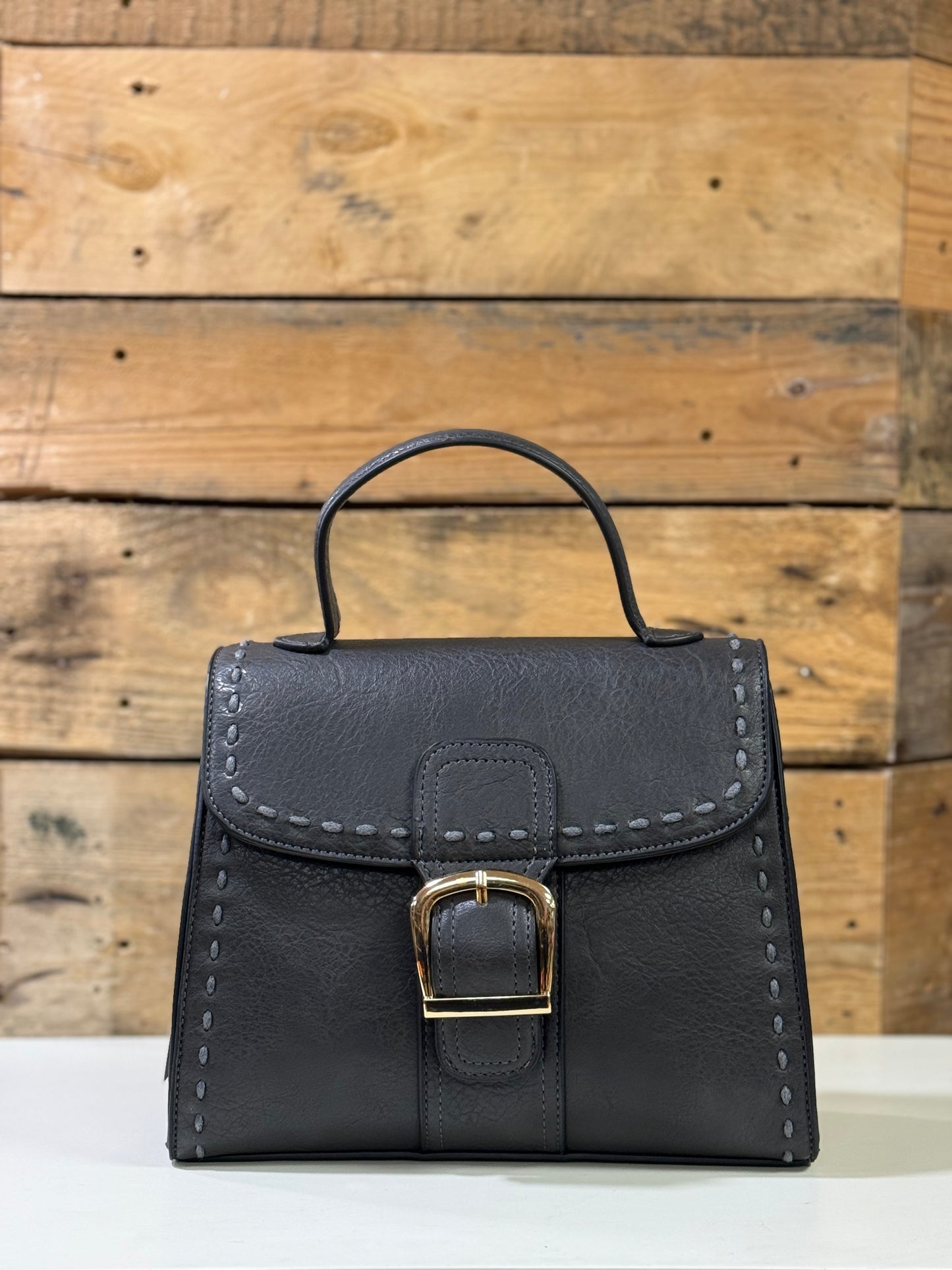 hannah k - 'Rachel' Charcoal Grey Buckle Handbag