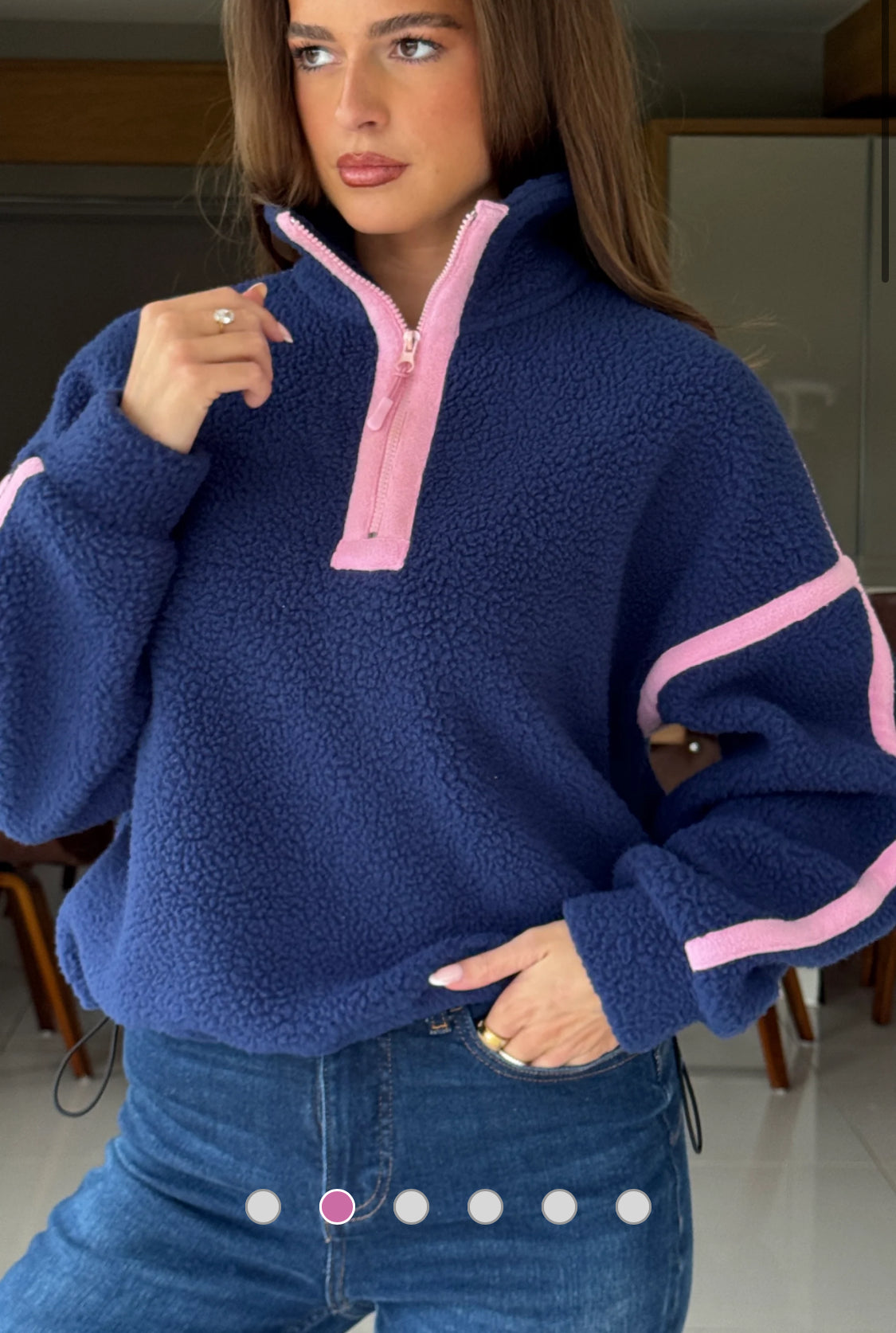 Girl In Mind - Lulu Navy 1/4 Zip Feece
