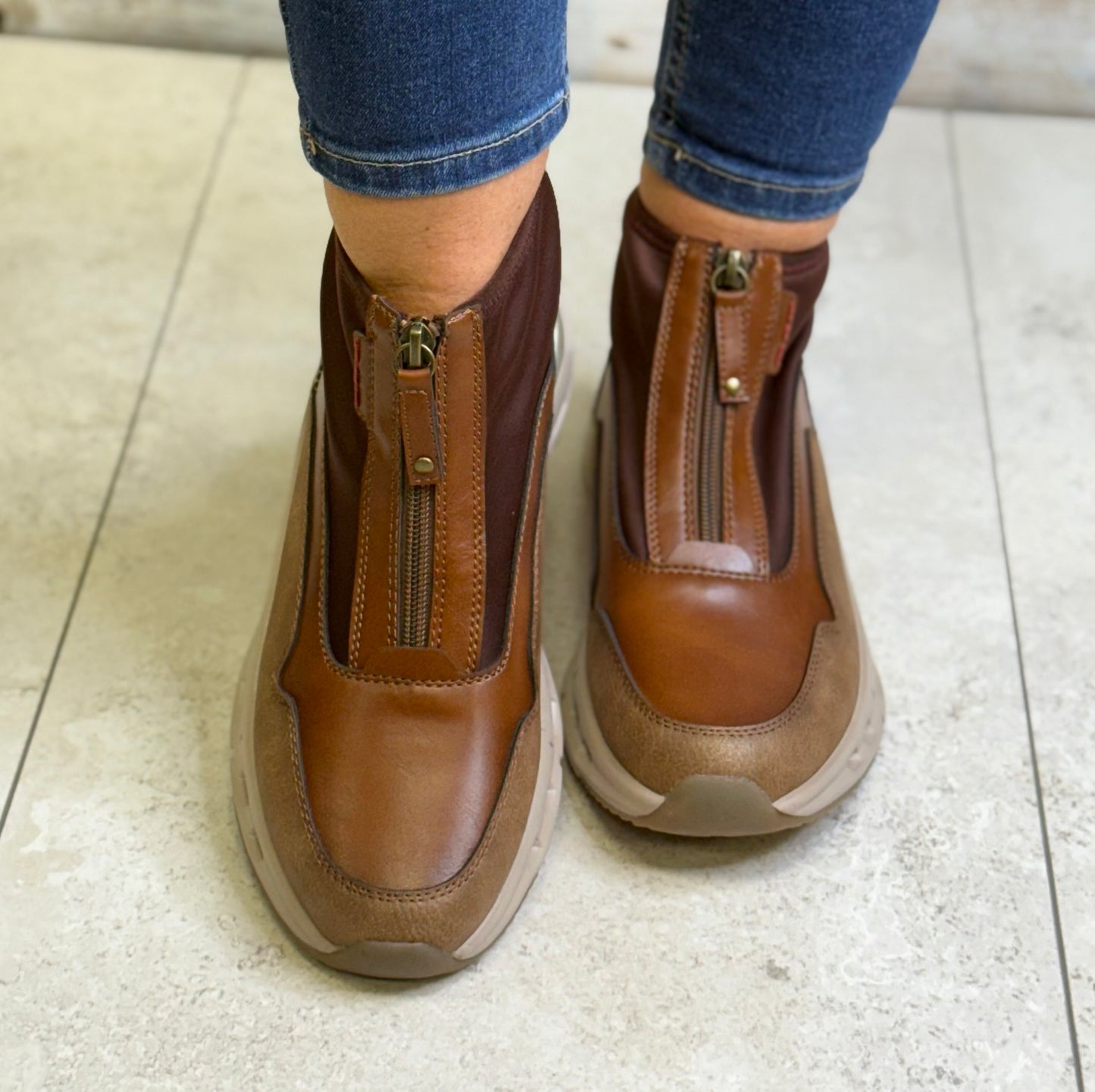 OMG - 'Darica' Driftwood Front Zip Trainer Boot