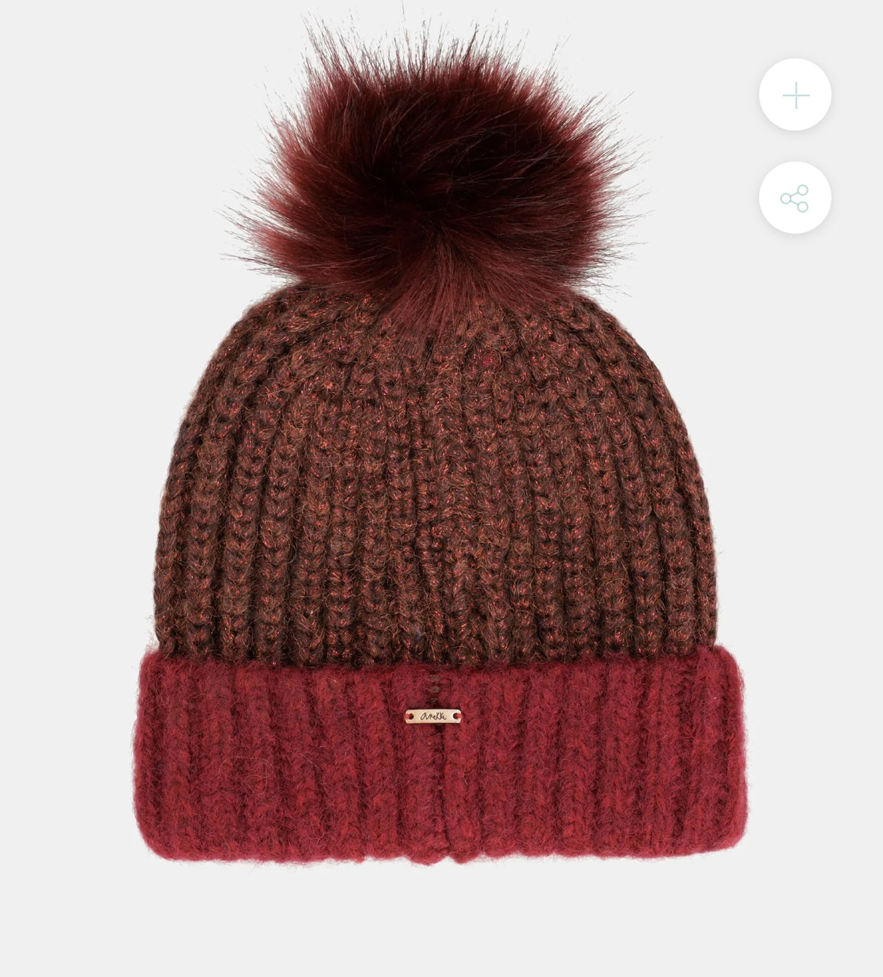 anekke - Burgundy Knitted Beanie with Pom Pom